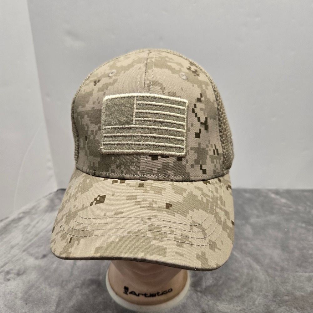 Highland‎ Tactical Mens Digital Desert Camo American Flag Mesh Trucker Hat Tan